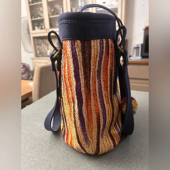 Lucky Brand canvas and straw bucket bag - Picture 2 of 12